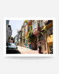 Balat. — unframed limited edition fine art print on cotton rag with pencil signature; colourful houses on a Balat street, Istanbul