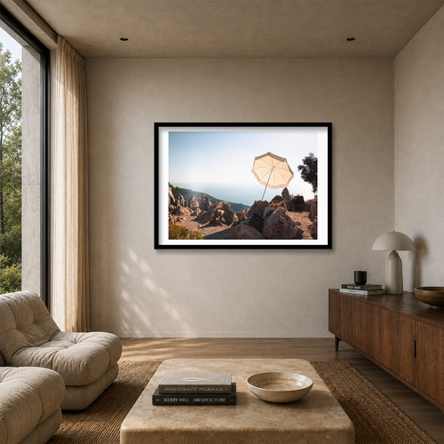 Framed Cream fine art print displayed in a neutral contemporary interior with natural light.