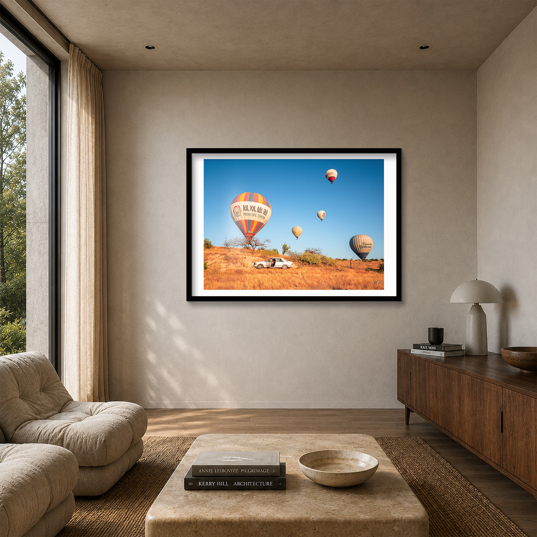 Framed Parked fine art print displayed in a neutral contemporary interior with natural light.